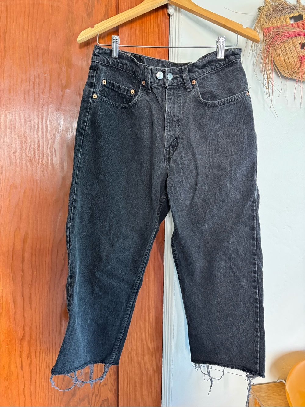Levi's Black Relaxed 550 Jeans with Raw Hem